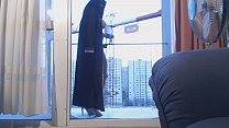 porn veiled muslim dancing on the balcony in front of a crane operator porn